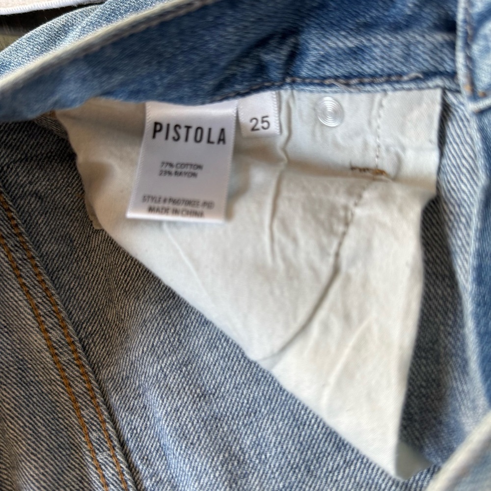 Pistola Distressed Straight Leg Jeans Women’s Size 25 High Rise Button Fly - Picture 9 of 13